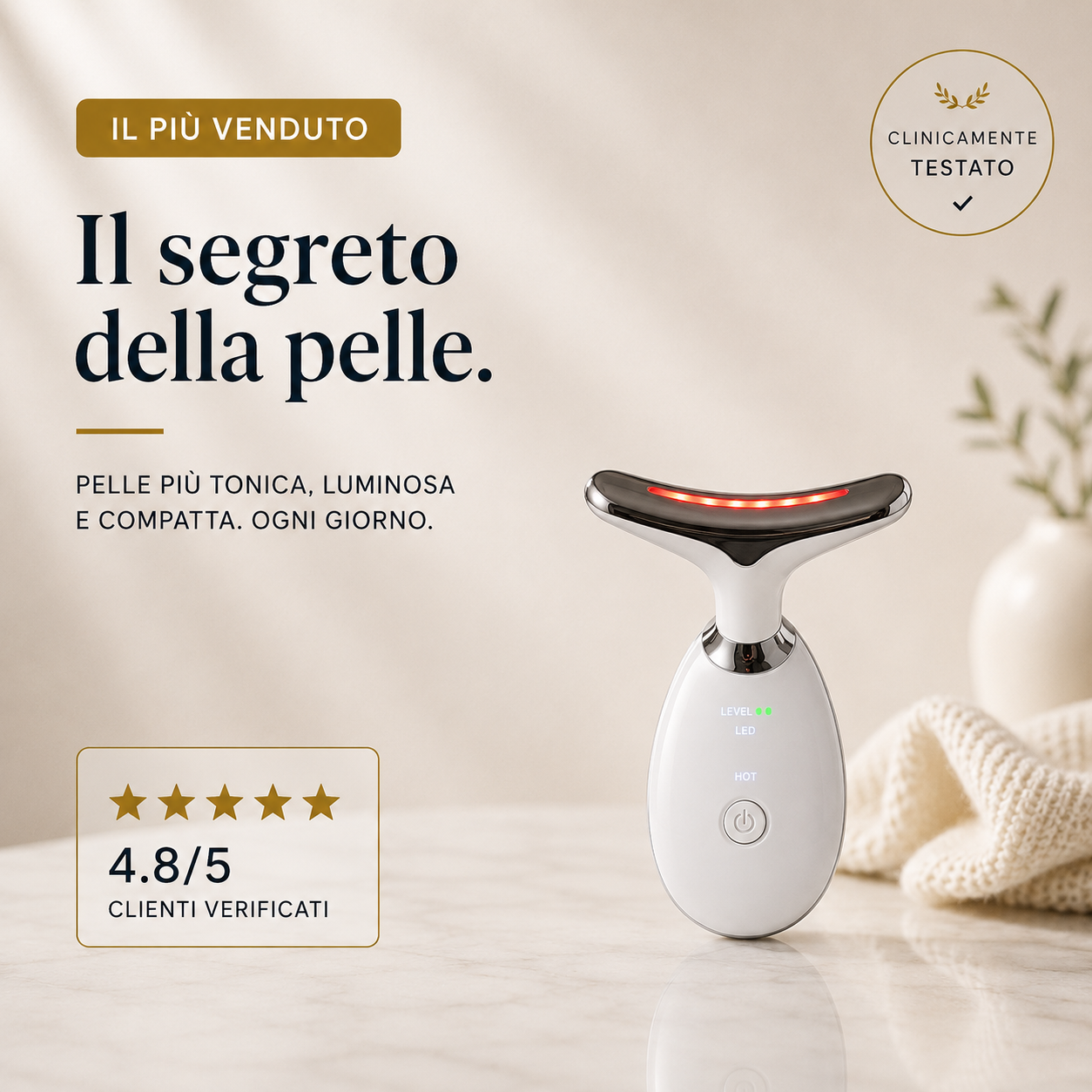 SILVER ROSE | Massaggiatore LED 7 in 1